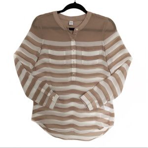 Old Navy Sheer Half Button Striped Blouse XS